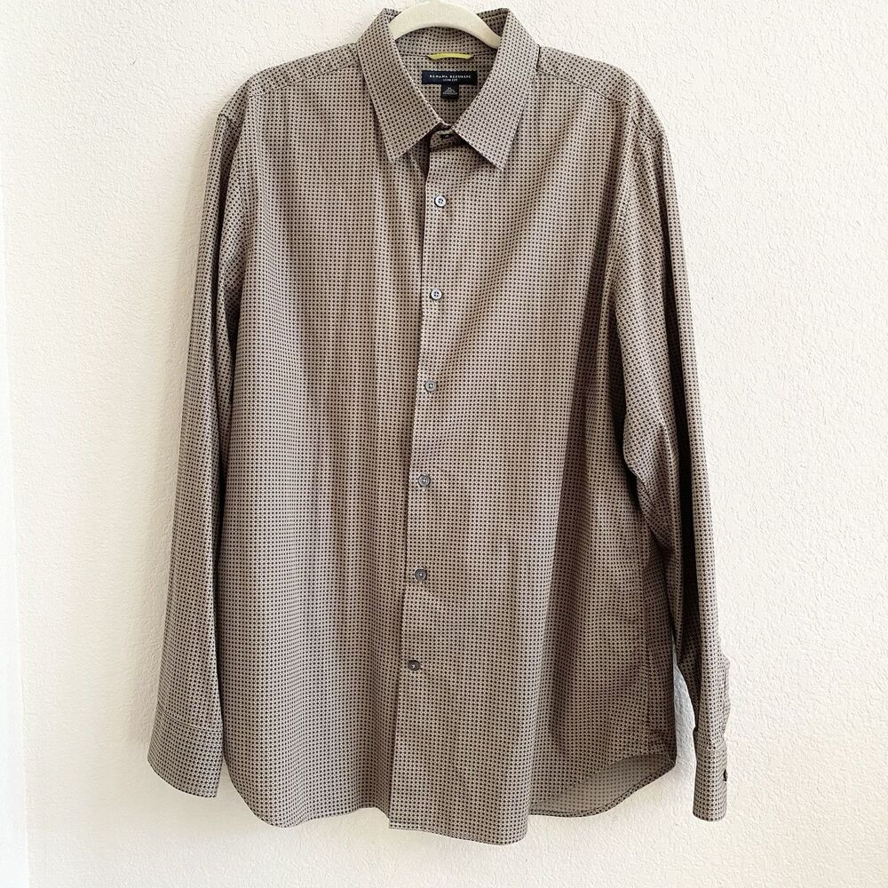 Banana Republic Shirt Mens X‎ Large Slim Fit Brown Cotton Business Career